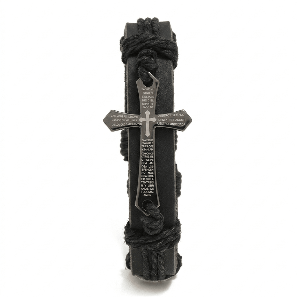 Braided Leather Cross Bracelet Black Men's Bracelet Soulful Faith Christian Apparel & Jewelry