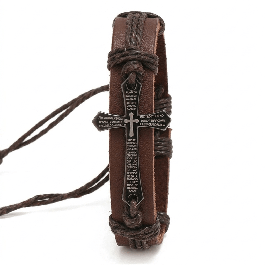 Braided Leather Cross Bracelet Brown Men's Bracelet Soulful Faith Christian Apparel & Jewelry