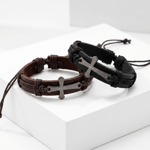 Braided Leather Cross Bracelet Brown Men's Bracelet Soulful Faith Christian Apparel & Jewelry