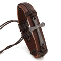 Braided Leather Cross Bracelet Brown Men's Bracelet Soulful Faith Christian Apparel & Jewelry