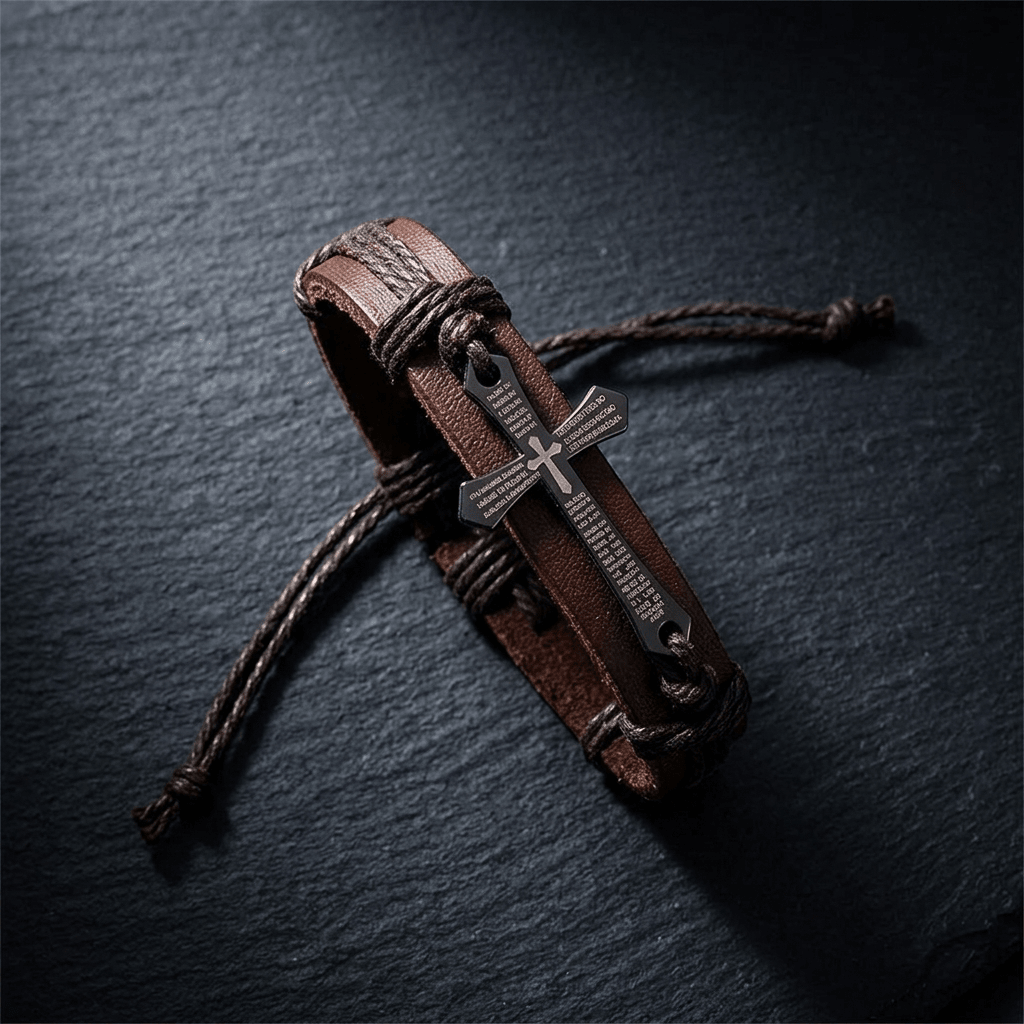 Braided Leather Cross Bracelet Brown Men's Bracelet Soulful Faith Christian Apparel & Jewelry