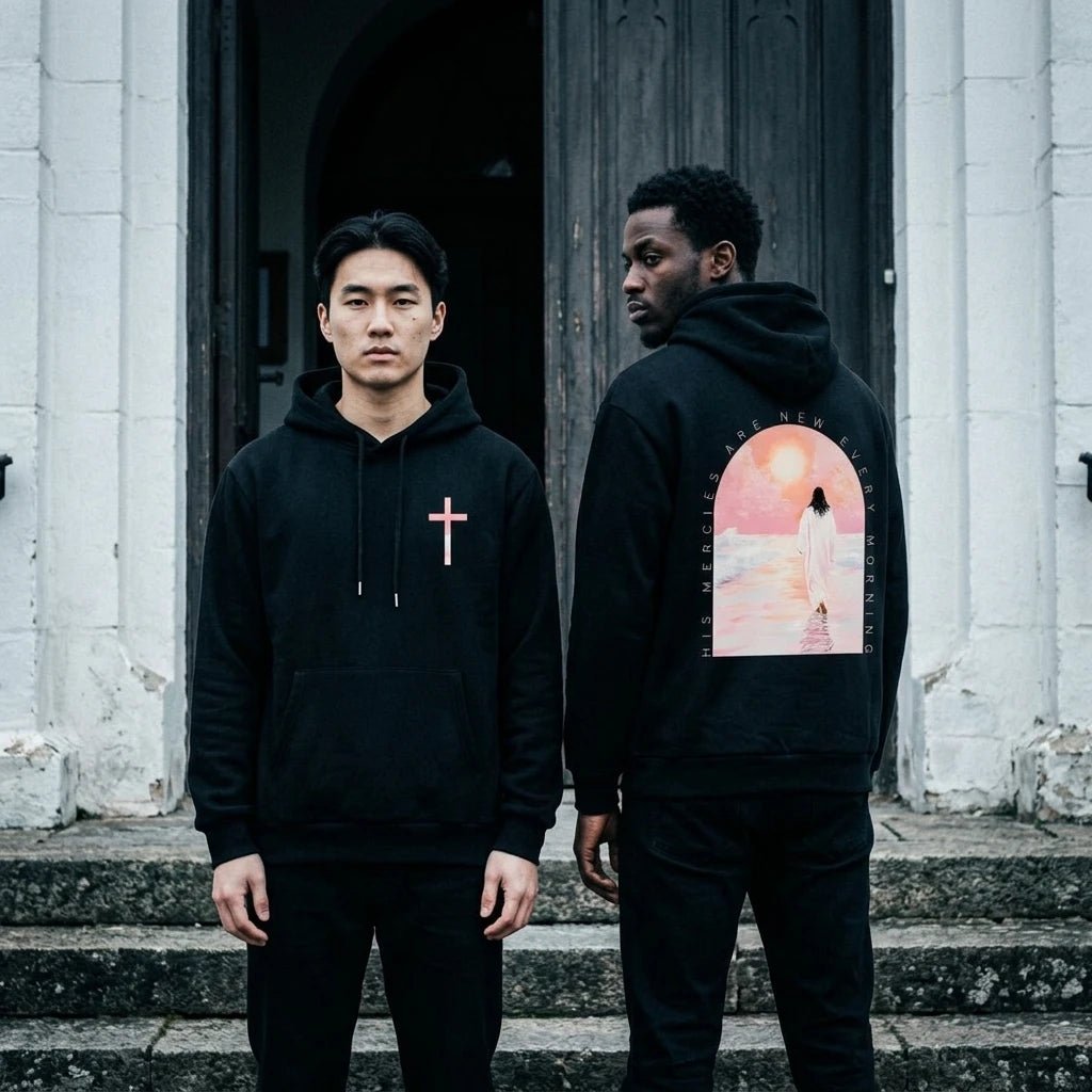 Retro Cross Hoodie Black Men's Hoodie Soulful Faith Christian Apparel & Jewelry