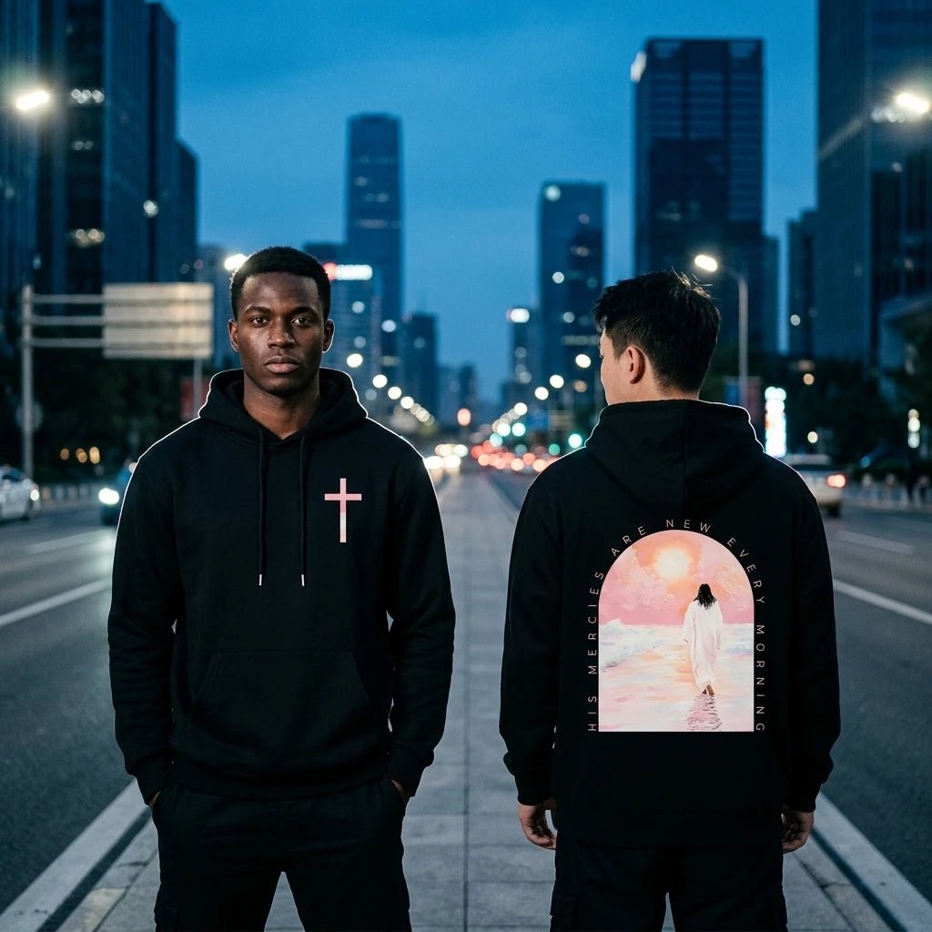 Retro Cross Hoodie Black Men's Hoodie Soulful Faith Christian Apparel & Jewelry