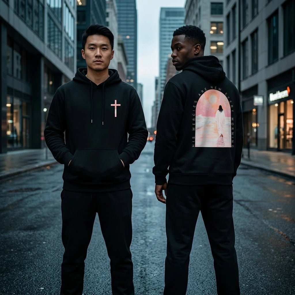 Retro Cross Hoodie Black Men's Hoodie Soulful Faith Christian Apparel & Jewelry