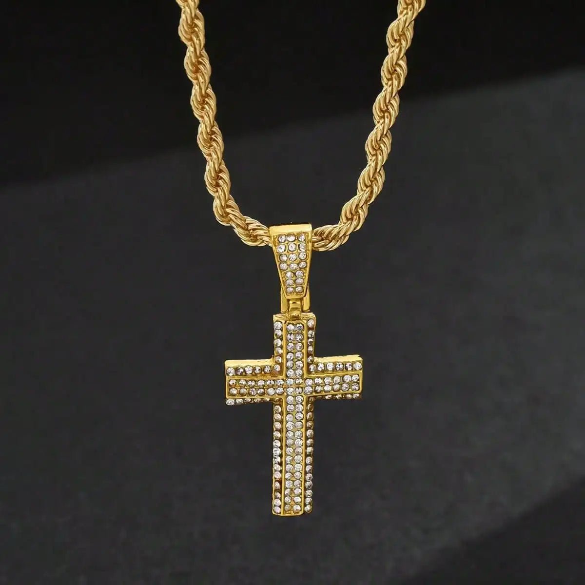 Rope Chain Cross Necklace Gold Men's Necklace Soulful Faith Christian Apparel & Jewelry