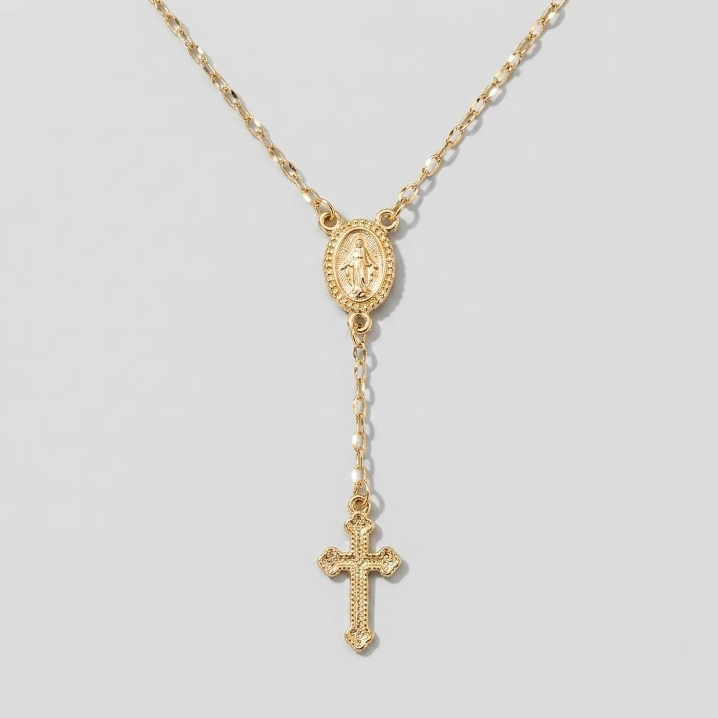 Rosary Cross Necklace Silver Women's Necklace Soulful Faith Christian Apparel & Jewelry