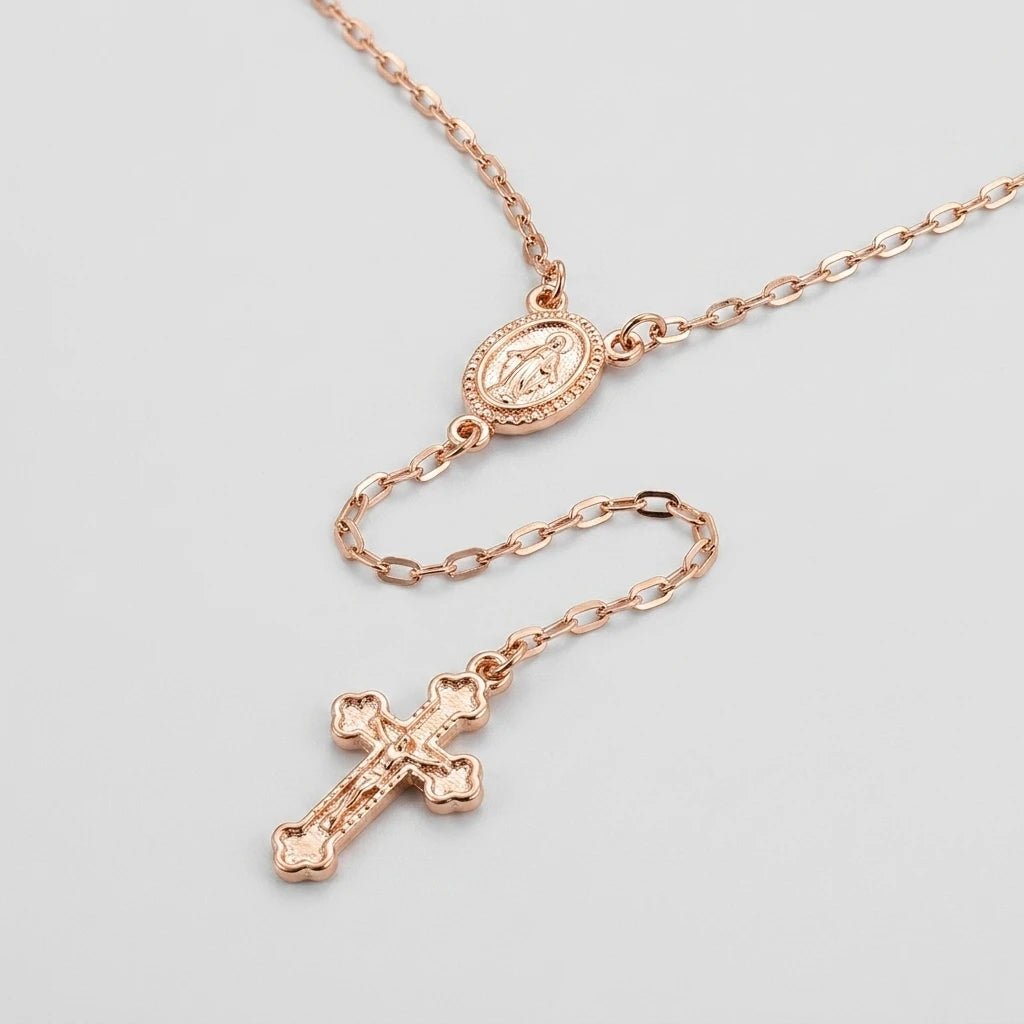 Rosary Cross Necklace Silver Women's Necklace Soulful Faith Christian Apparel & Jewelry