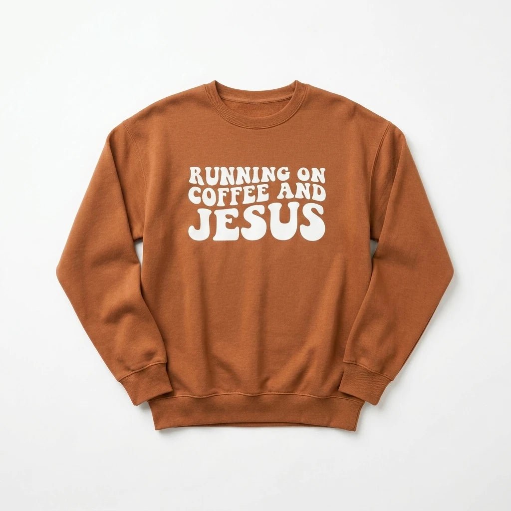 Running on Coffee & Jesus Sweatshirt Yam Women's Sweatshirt Soulful Faith Christian Apparel & Jewelry