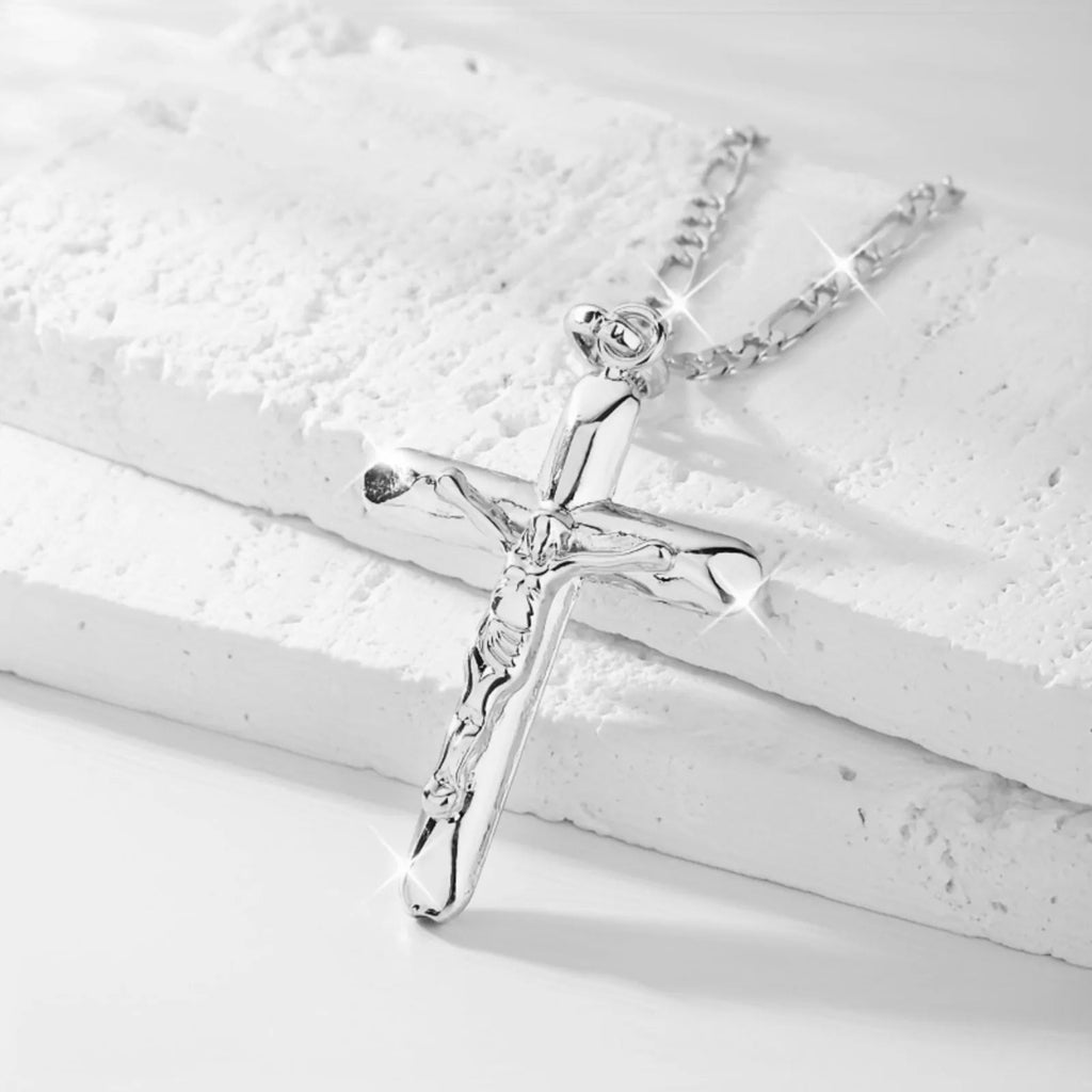 Sacred Cross Pendant Necklace Silver Men's Necklace Soulful Faith Christian Apparel & Jewelry