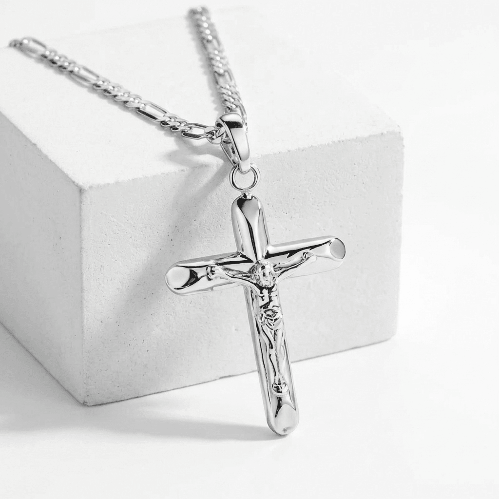Sacred Cross Pendant Necklace Silver Men's Necklace Soulful Faith Christian Apparel & Jewelry