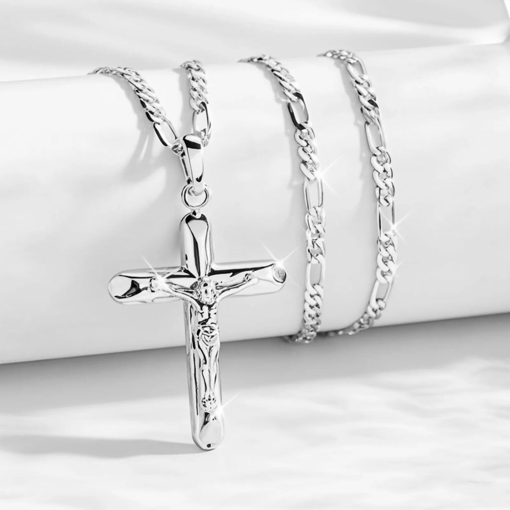 Sacred Cross Pendant Necklace Silver Men's Necklace Soulful Faith Christian Apparel & Jewelry