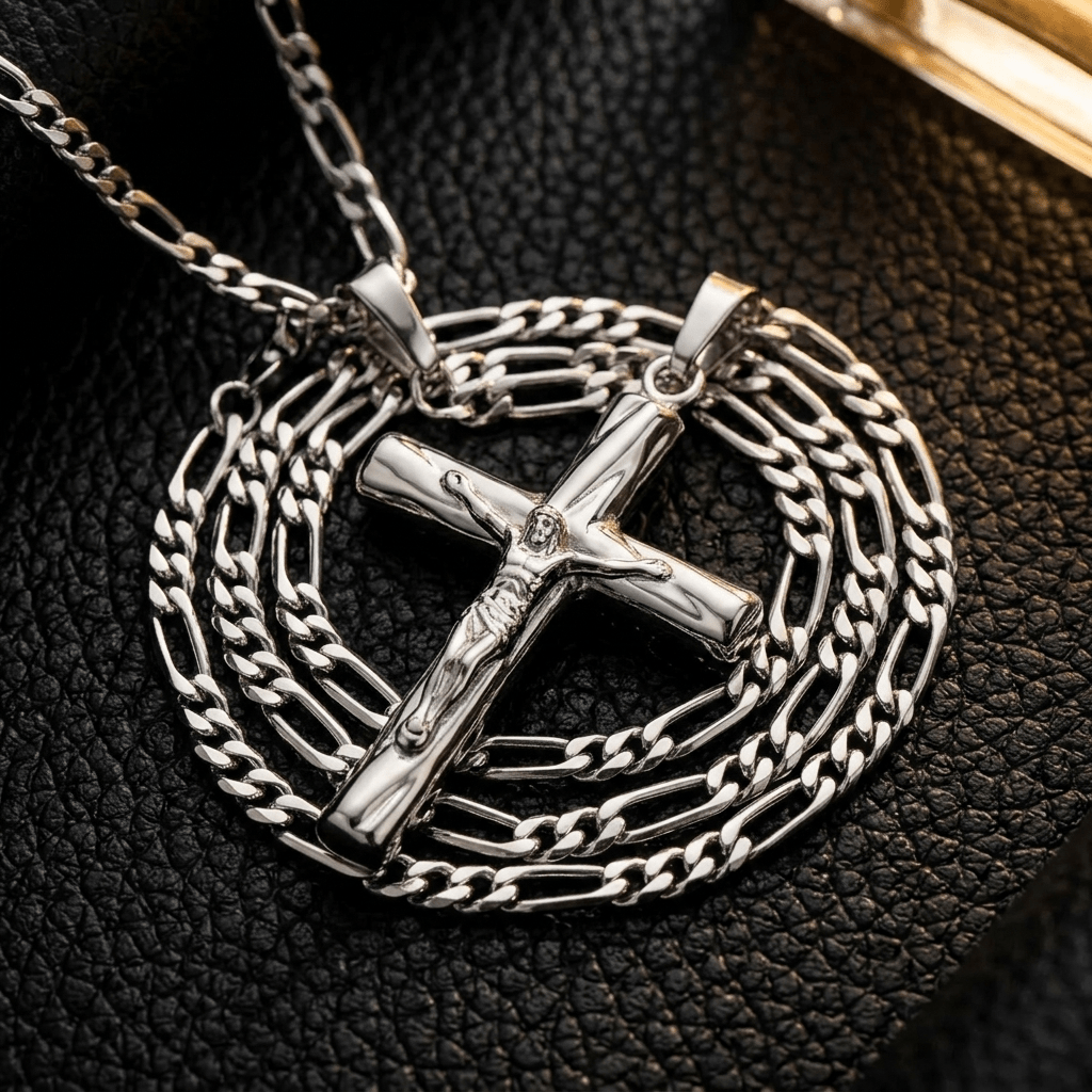 Sacred Cross Pendant Necklace Silver Men's Necklace Soulful Faith Christian Apparel & Jewelry