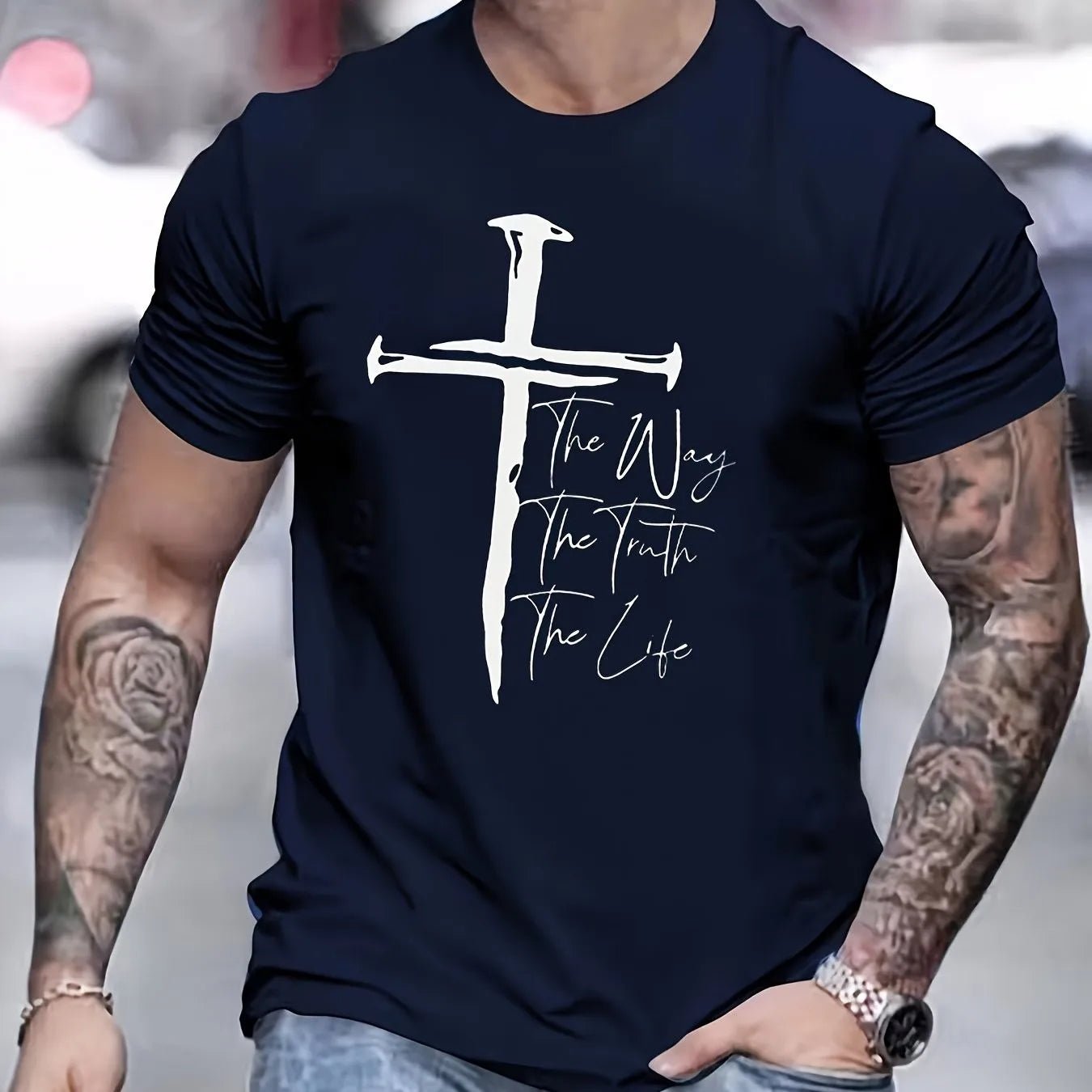 Sacred Nails Cross Tee Black Men's T-Shirt Soulful Faith Christian Apparel & Jewelry