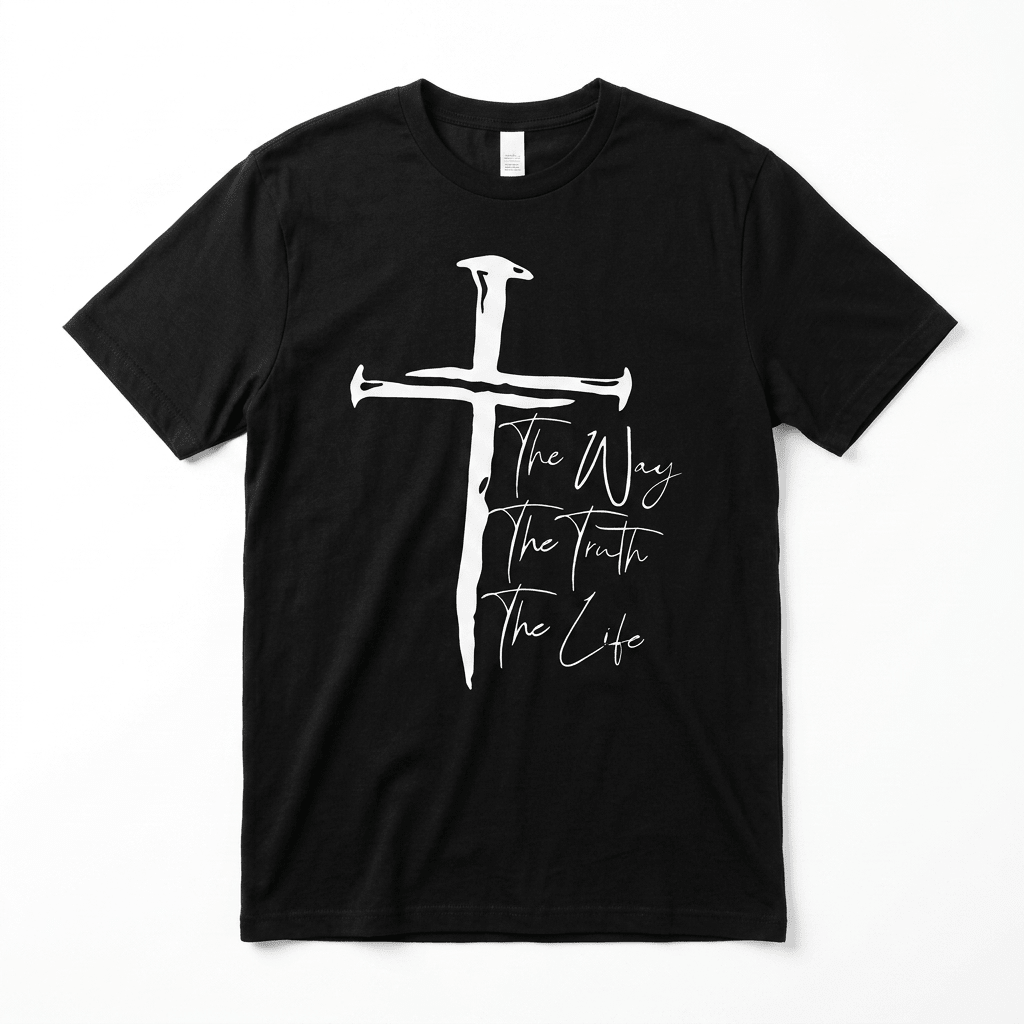 Sacred Nails Cross Tee Black Men's T-Shirt Soulful Faith Christian Apparel & Jewelry