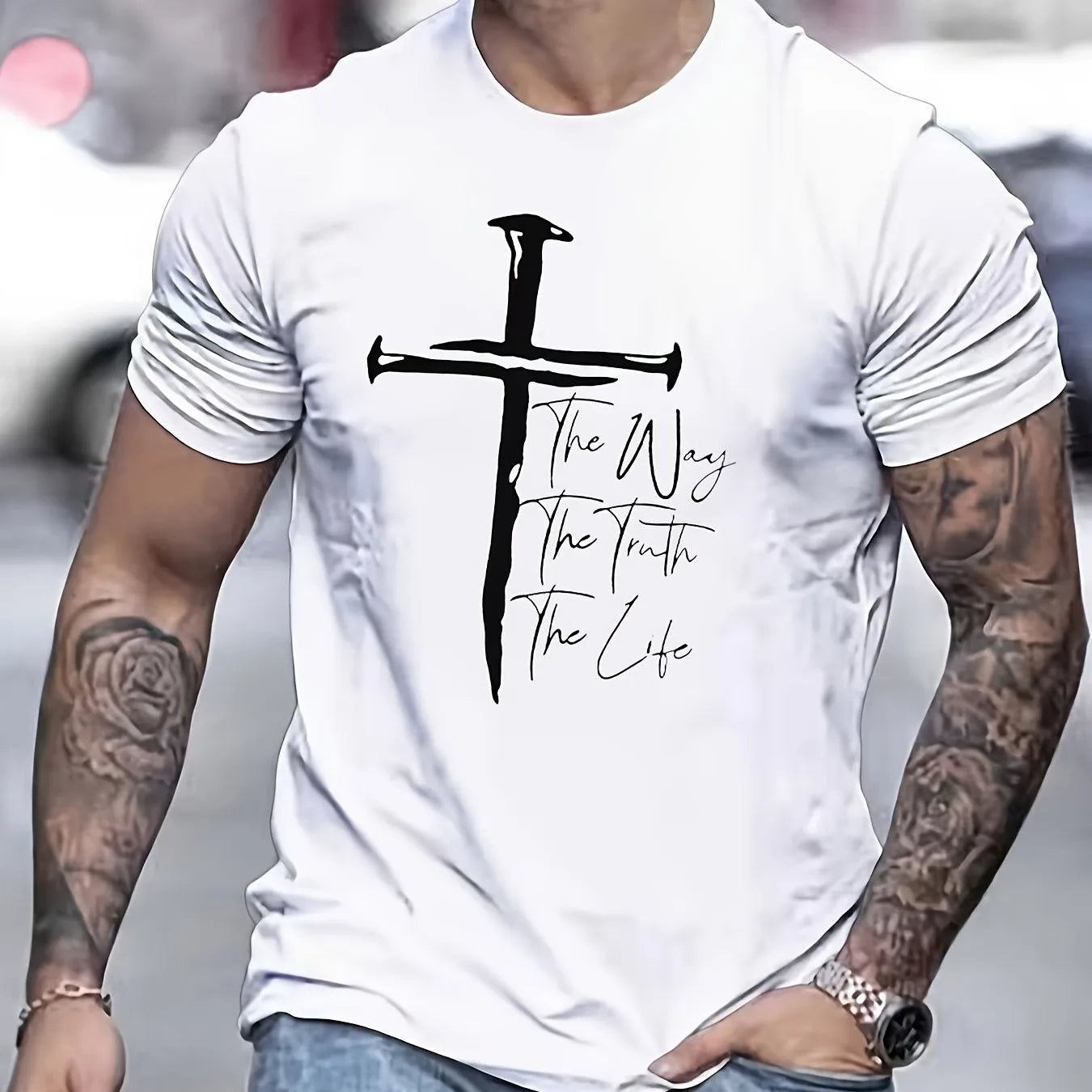 Sacred Nails Cross Tee Black Men's T-Shirt Soulful Faith Christian Apparel & Jewelry
