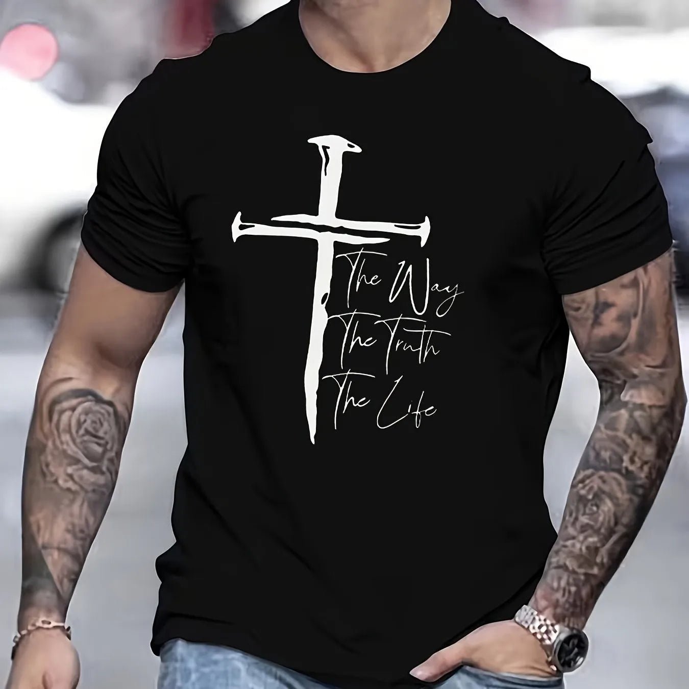 Sacred Nails Cross Tee Black Men's T-Shirt Soulful Faith Christian Apparel & Jewelry