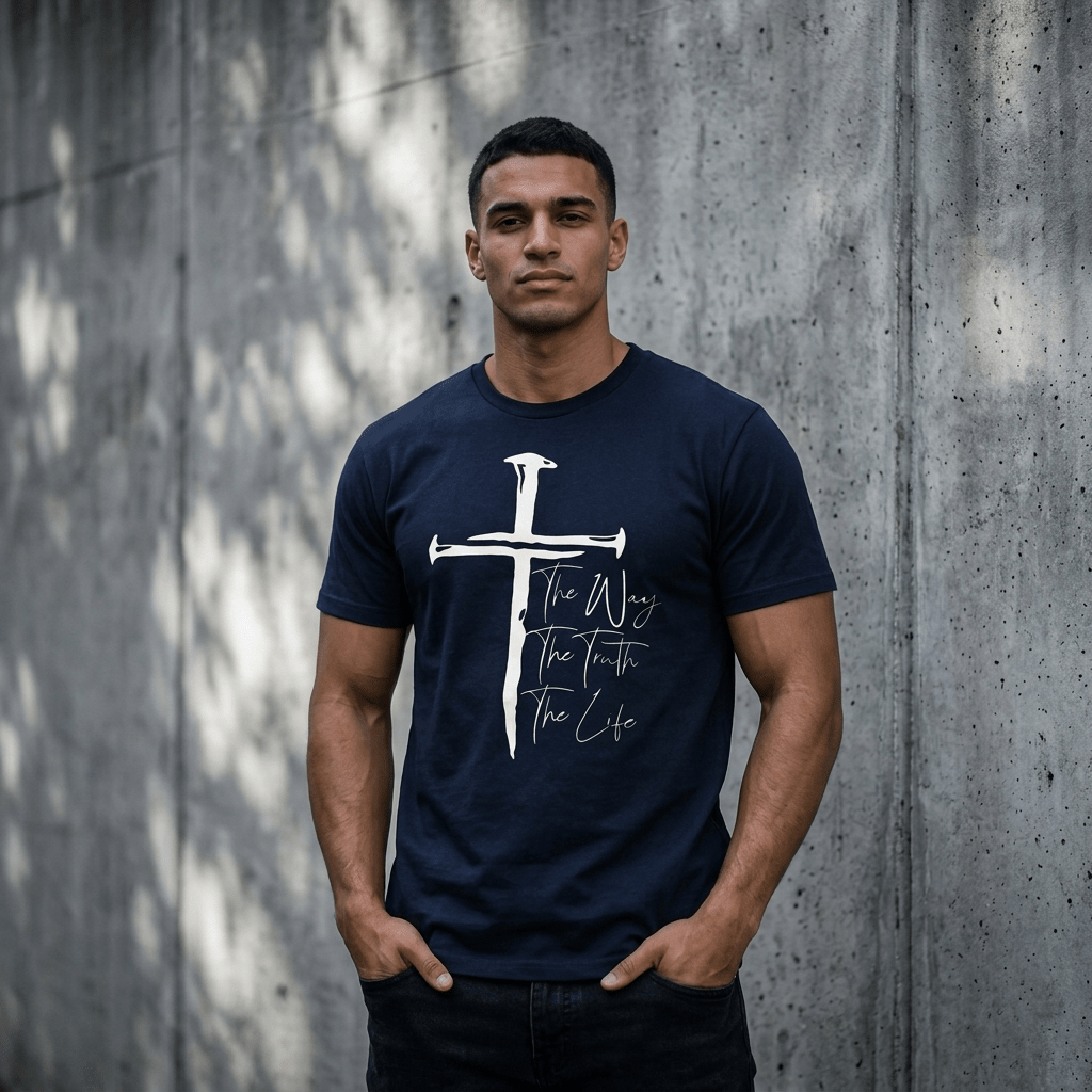 Sacred Nails Cross Tee Black Men's T-Shirt Soulful Faith Christian Apparel & Jewelry