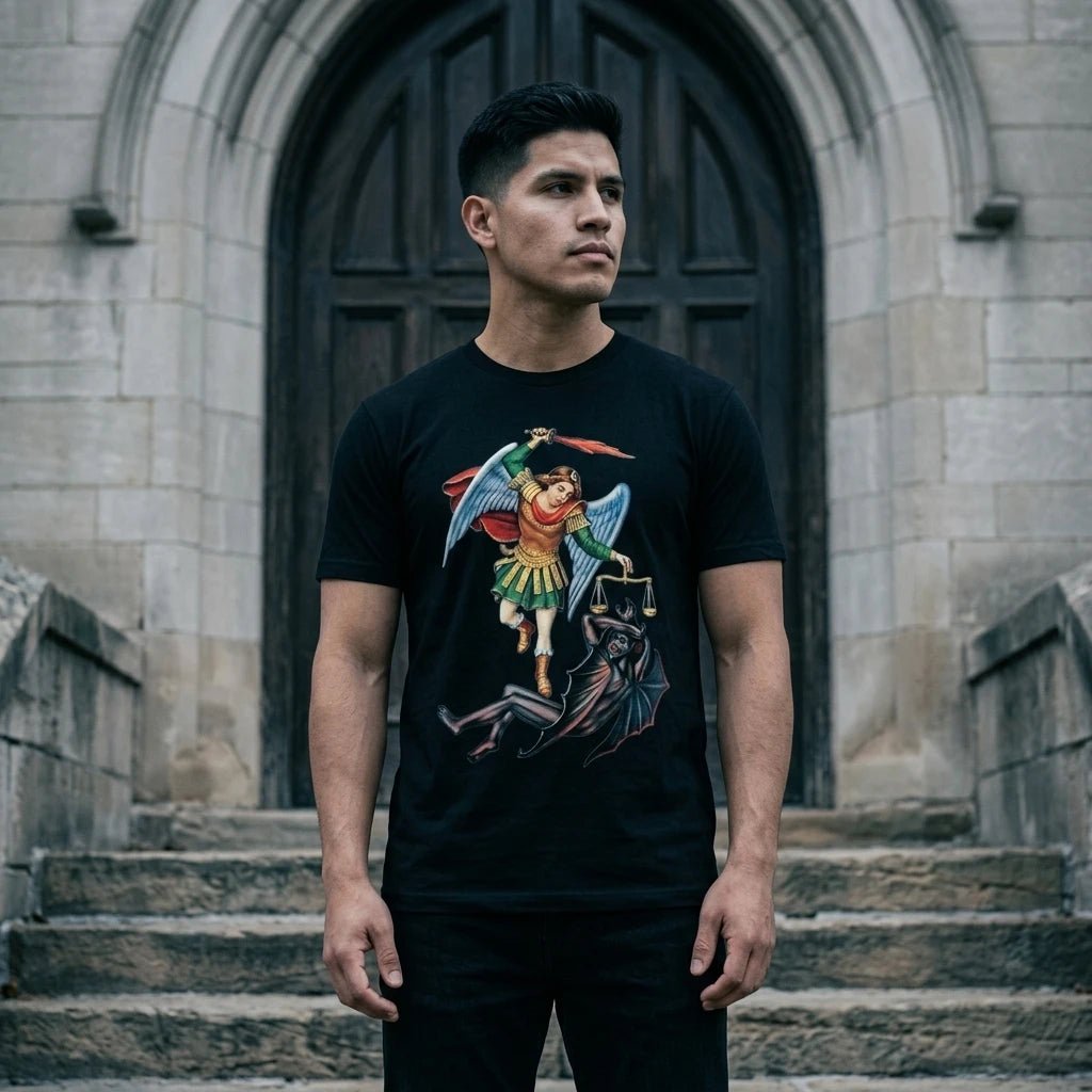 Saint Michael Warrior Tee S Men's T-Shirt Soulful Faith Christian Apparel & Jewelry