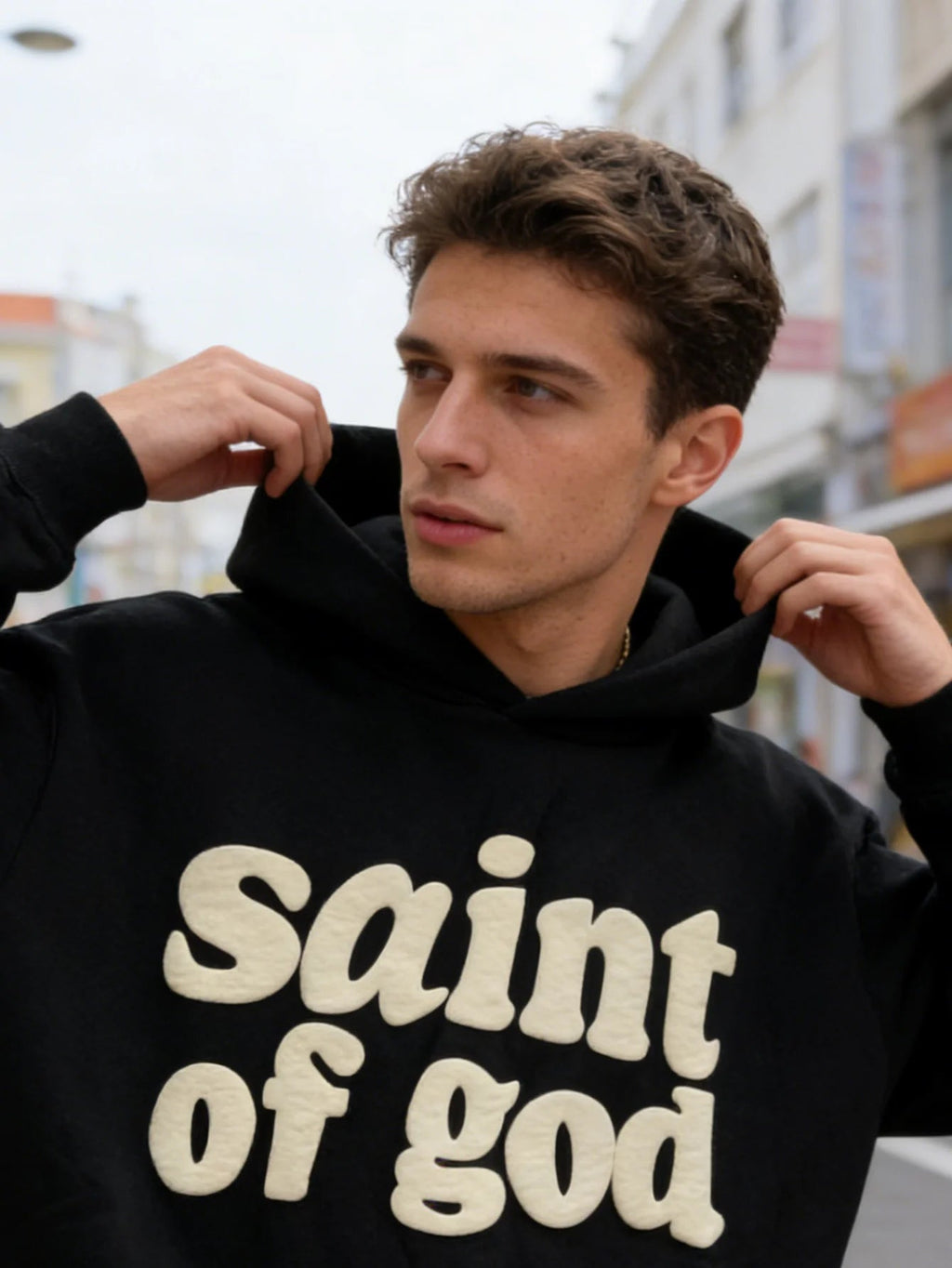 Saint of God Heavyweight Hoodie Black Men's Hoodie Soulful Faith Christian Apparel & Jewelry