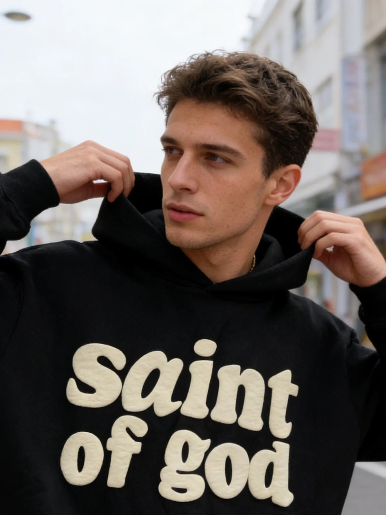 Saint of God Heavyweight Hoodie Black Men's Hoodie Soulful Faith Christian Apparel & Jewelry