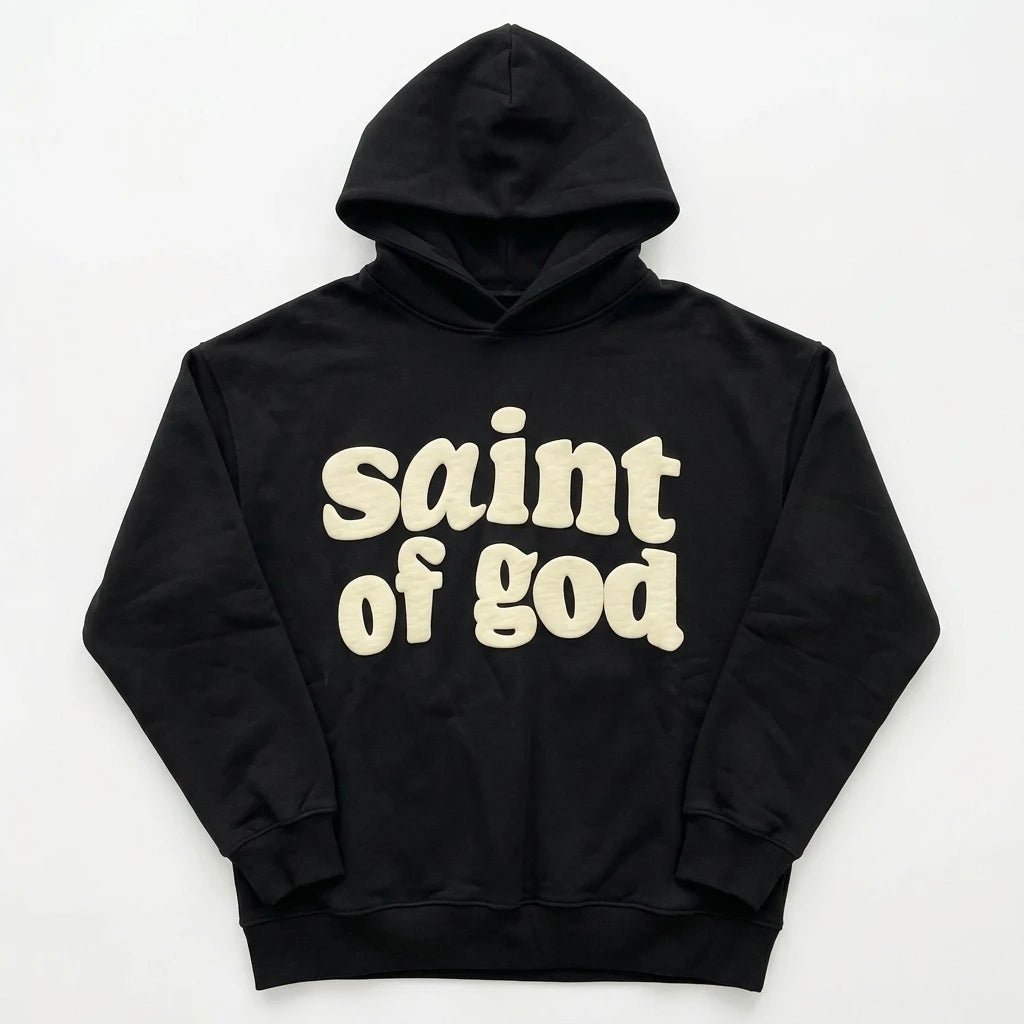 Saint of God Heavyweight Hoodie Black Men's Hoodie Soulful Faith Christian Apparel & Jewelry