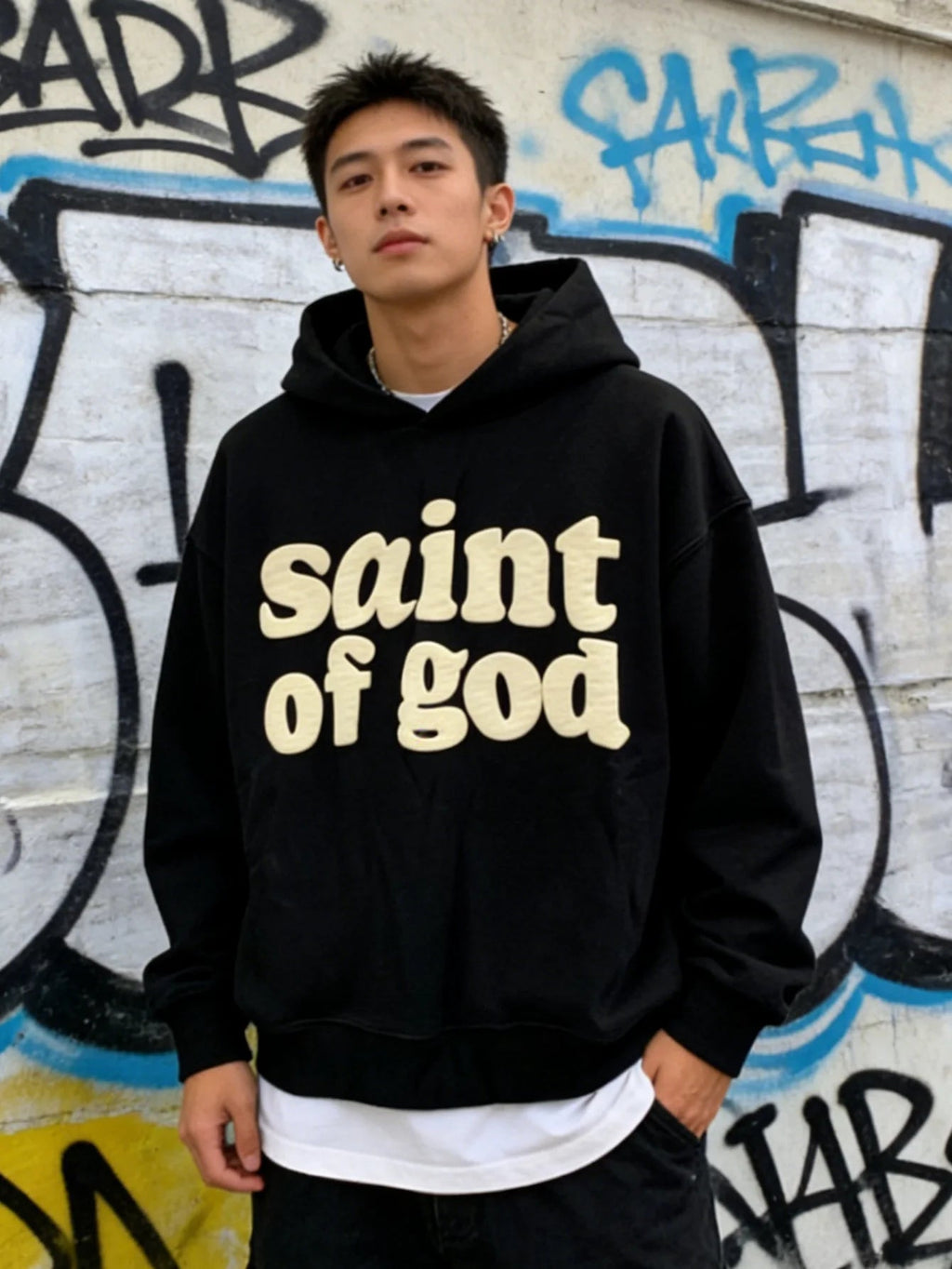 Saint of God Heavyweight Hoodie Black Men's Hoodie Soulful Faith Christian Apparel & Jewelry