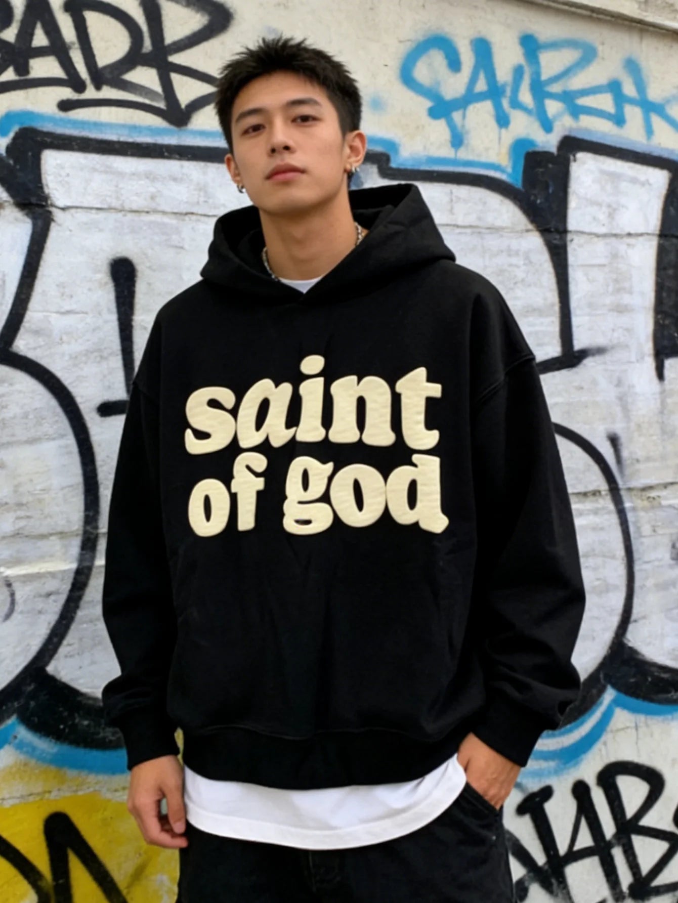 Saint of God Heavyweight Hoodie Black Men's Hoodie Soulful Faith Christian Apparel & Jewelry