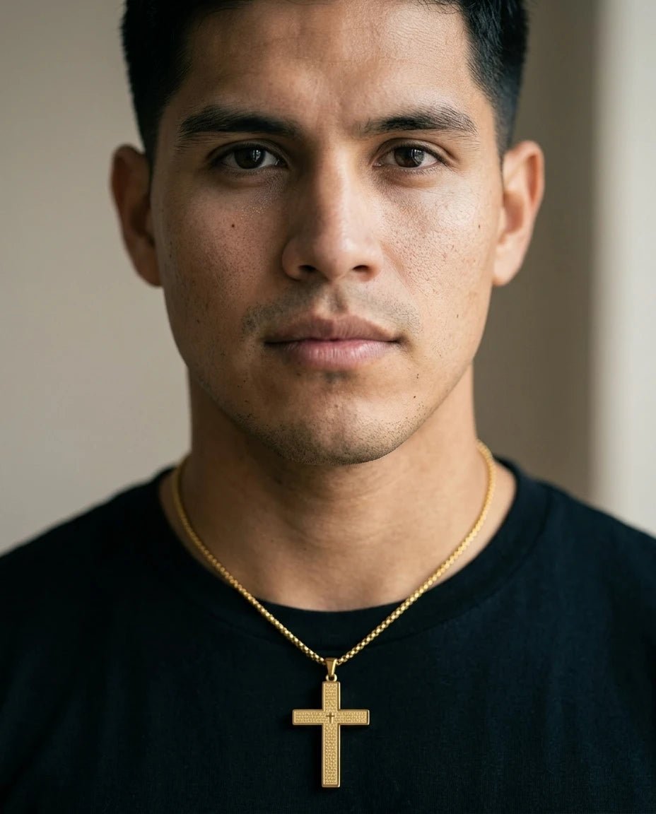 Scripture Cross Necklace Black Gunmetal Unisex Necklace Soulful Faith Christian Apparel & Jewelry