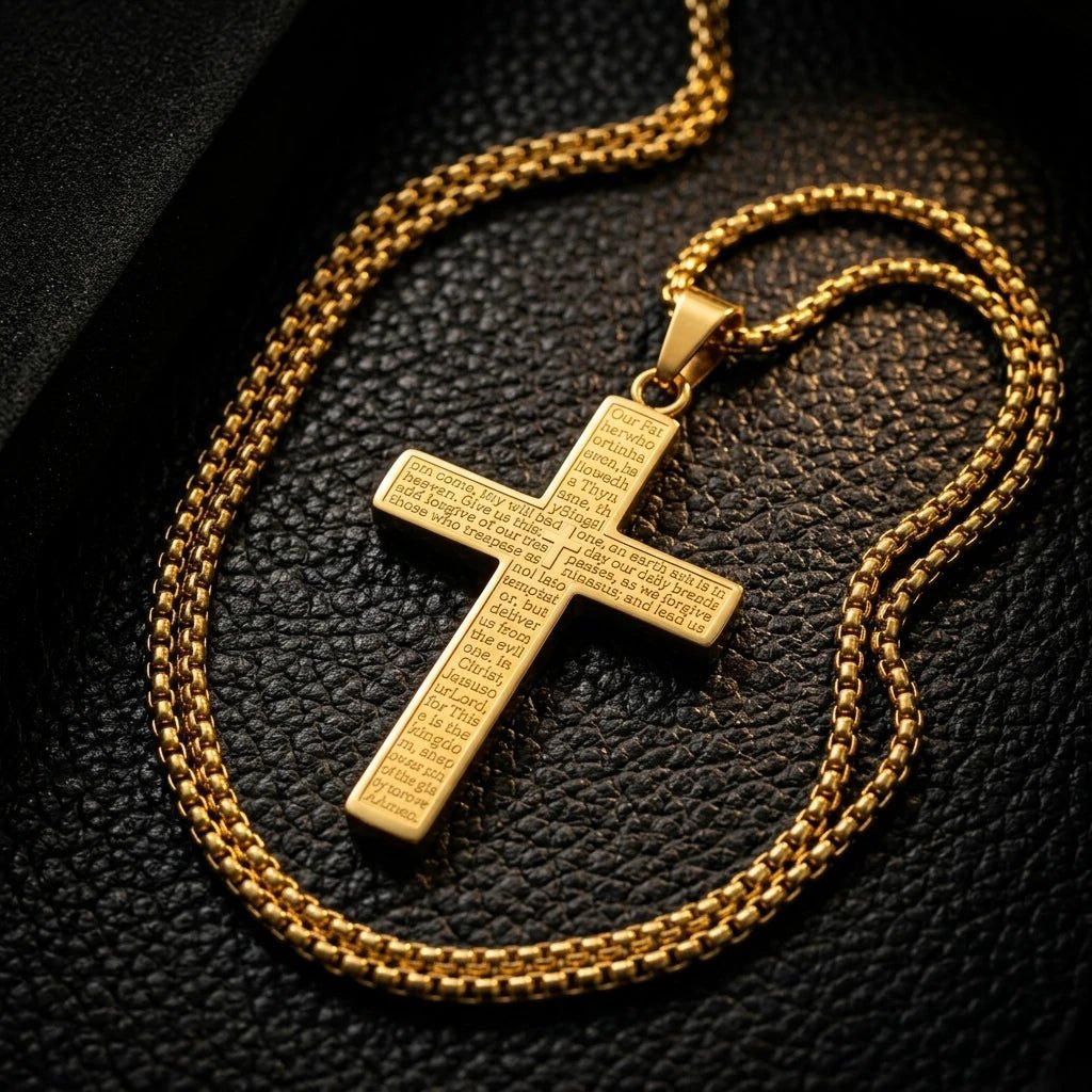 Scripture Cross Necklace Black Gunmetal Unisex Necklace Soulful Faith Christian Apparel & Jewelry