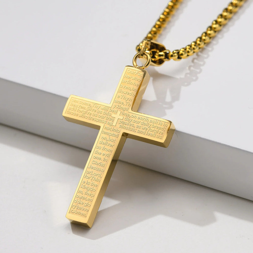 Scripture Cross Necklace Black Gunmetal Unisex Necklace Soulful Faith Christian Apparel & Jewelry