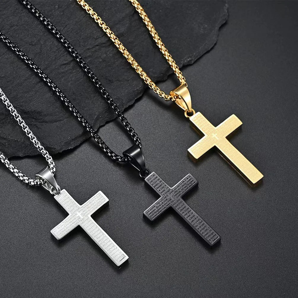 Scripture Cross Necklace Gold Unisex Necklace Soulful Faith Christian Apparel & Jewelry