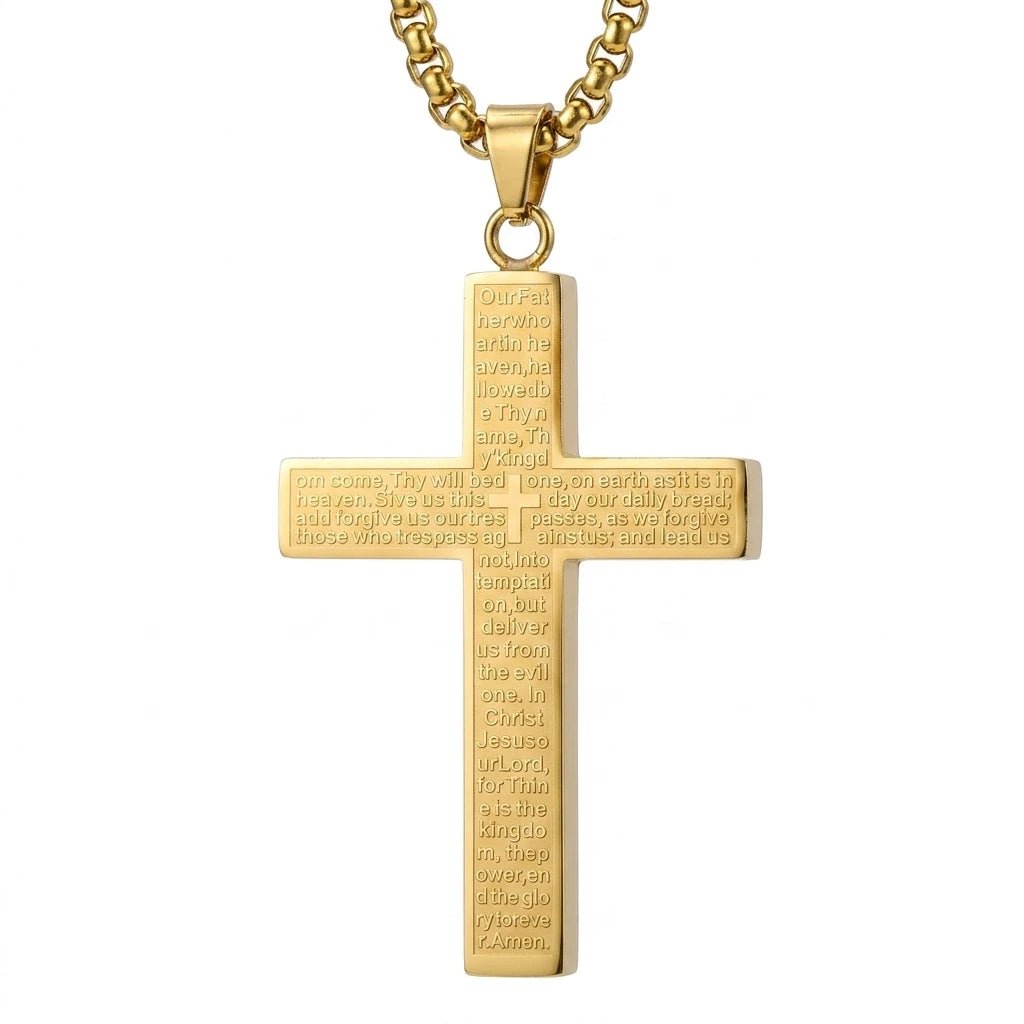 Scripture Cross Necklace Gold Unisex Necklace Soulful Faith Christian Apparel & Jewelry