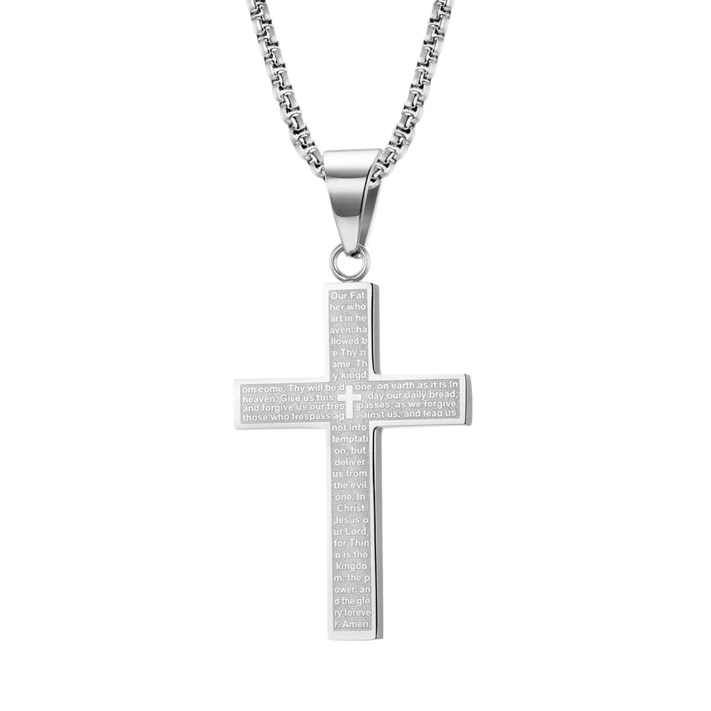 Scripture Cross Necklace Silver Unisex Necklace Soulful Faith Christian Apparel & Jewelry