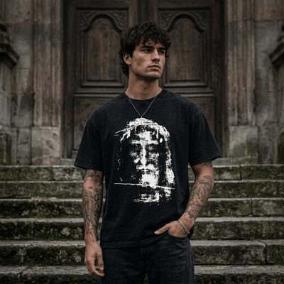 Shroud of Turin Tee Black Men's T-Shirt Soulful Faith Christian Apparel & Jewelry