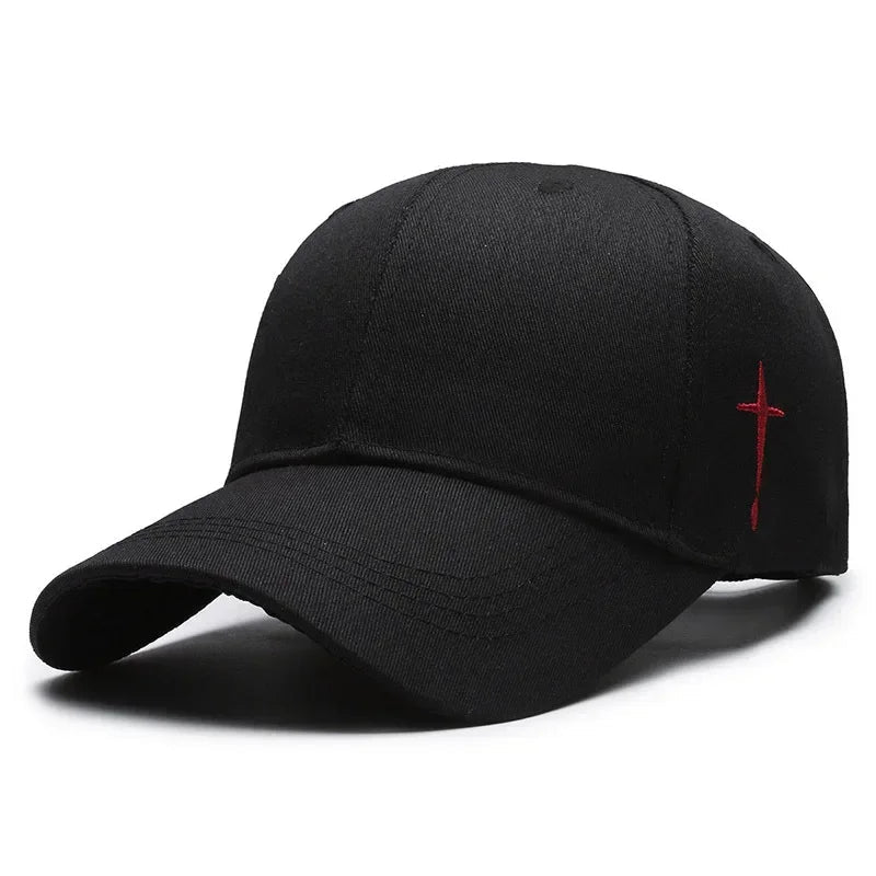 Side Cross Embroidered Cap Black & Red Baseball Cap Soulful Faith Christian Apparel & Jewelry