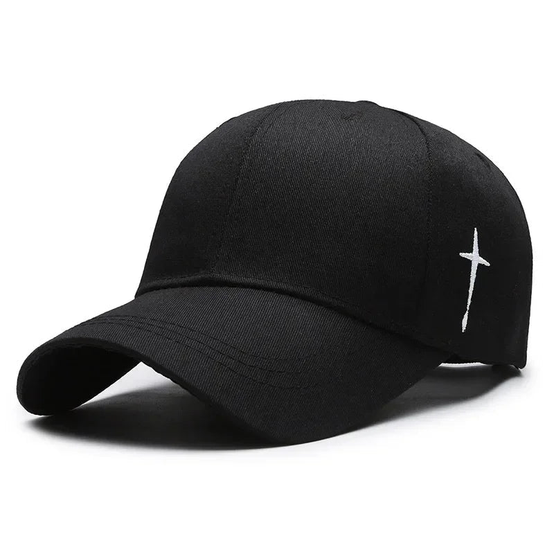 Side Cross Embroidered Cap Black & White Baseball Cap Soulful Faith Christian Apparel & Jewelry