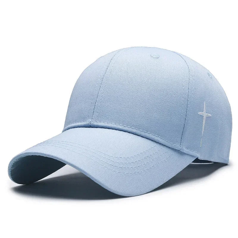 Side Cross Embroidered Cap Blue Baseball Cap Soulful Faith Christian Apparel & Jewelry