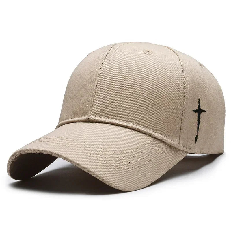 Side Cross Embroidered Cap Khaki Baseball Cap Soulful Faith Christian Apparel & Jewelry