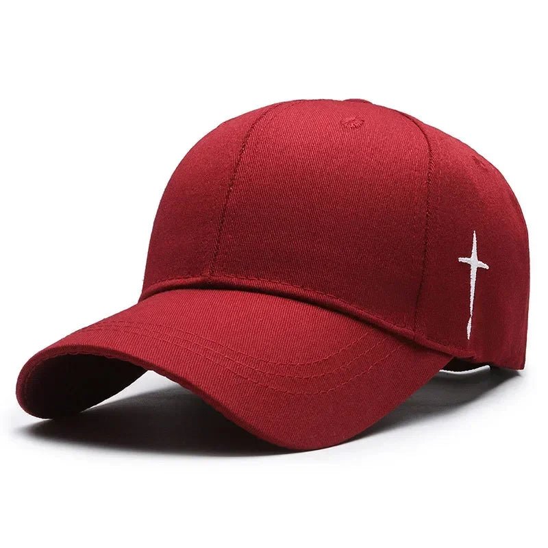 Side Cross Embroidered Cap Red Baseball Cap Soulful Faith Christian Apparel & Jewelry