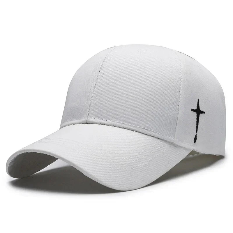 Side Cross Embroidered Cap White Baseball Cap Soulful Faith Christian Apparel & Jewelry
