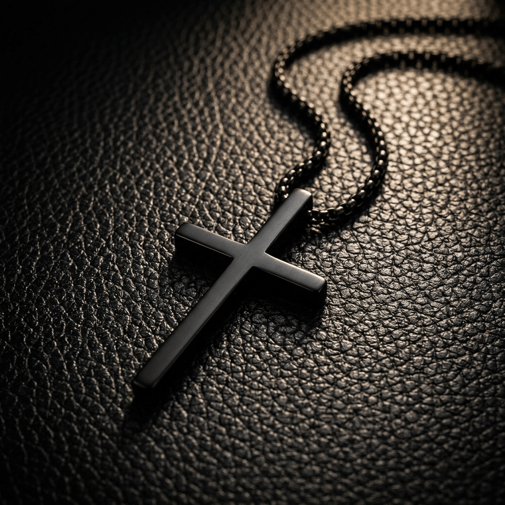 Sleek Cross Pendant Necklace Black Men's Necklace Soulful Faith Christian Apparel & Jewelry