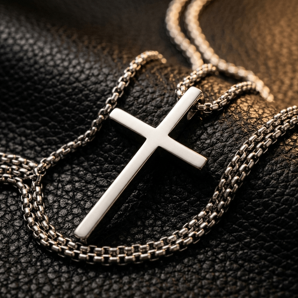 Sleek Cross Pendant Necklace Black Men's Necklace Soulful Faith Christian Apparel & Jewelry