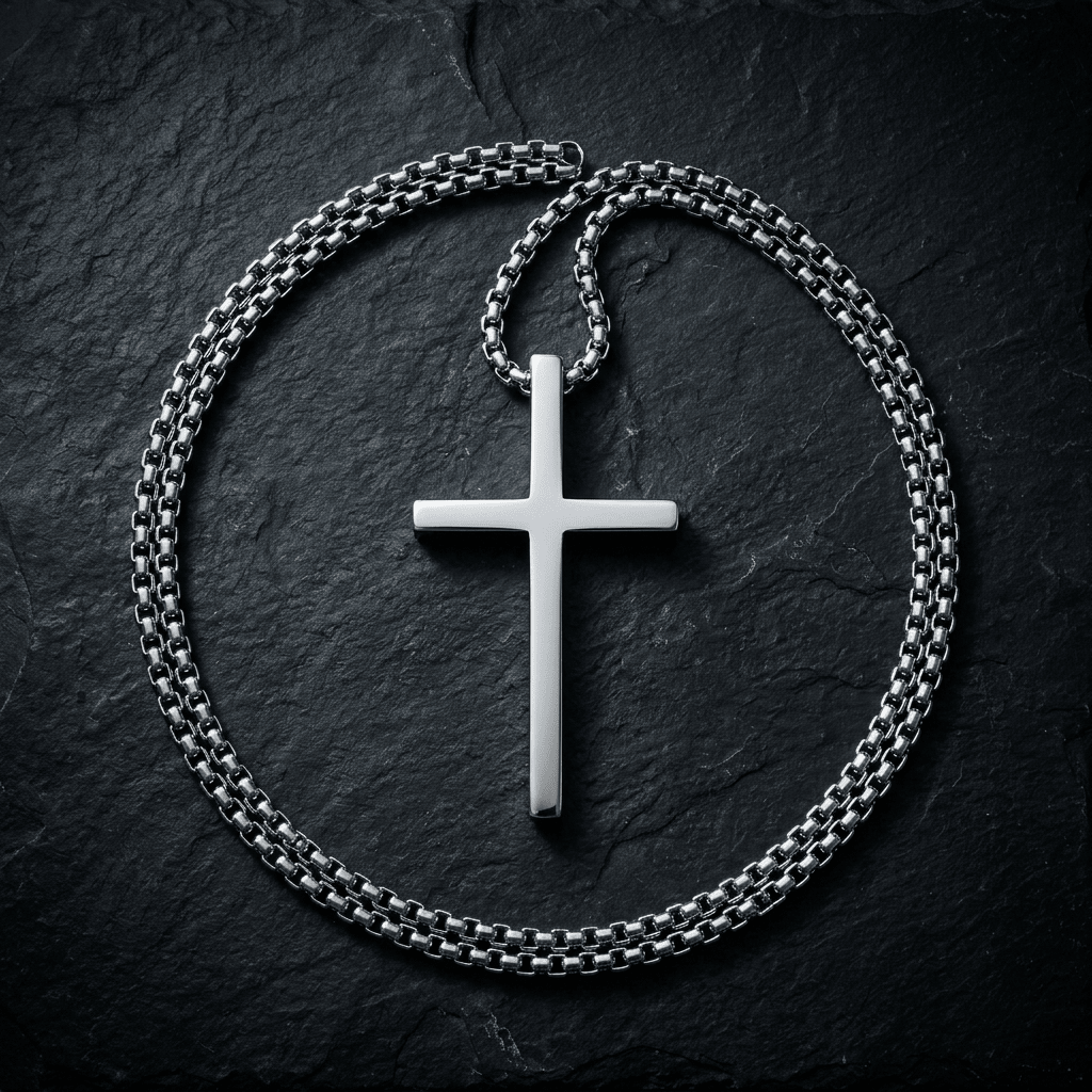 Sleek Cross Pendant Necklace Black Men's Necklace Soulful Faith Christian Apparel & Jewelry