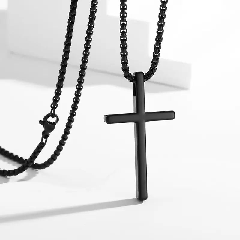Sleek Cross Pendant Necklace Black Men's Necklace Soulful Faith Christian Apparel & Jewelry