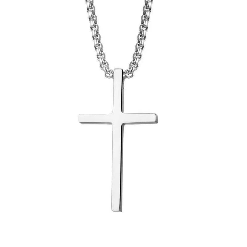 Sleek Cross Pendant Necklace Silver Men's Necklace Soulful Faith Christian Apparel & Jewelry