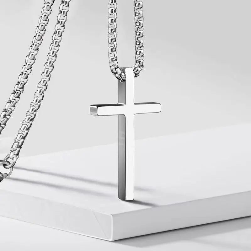 Sleek Cross Pendant Necklace Silver Men's Necklace Soulful Faith Christian Apparel & Jewelry