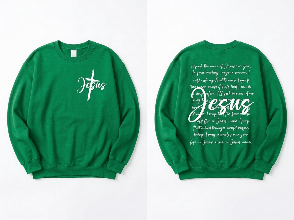 I Speak the Name of Jesus Sweatshirt Dark Green Women's Sweatshirt Soulful Faith Christian Apparel & Jewelry