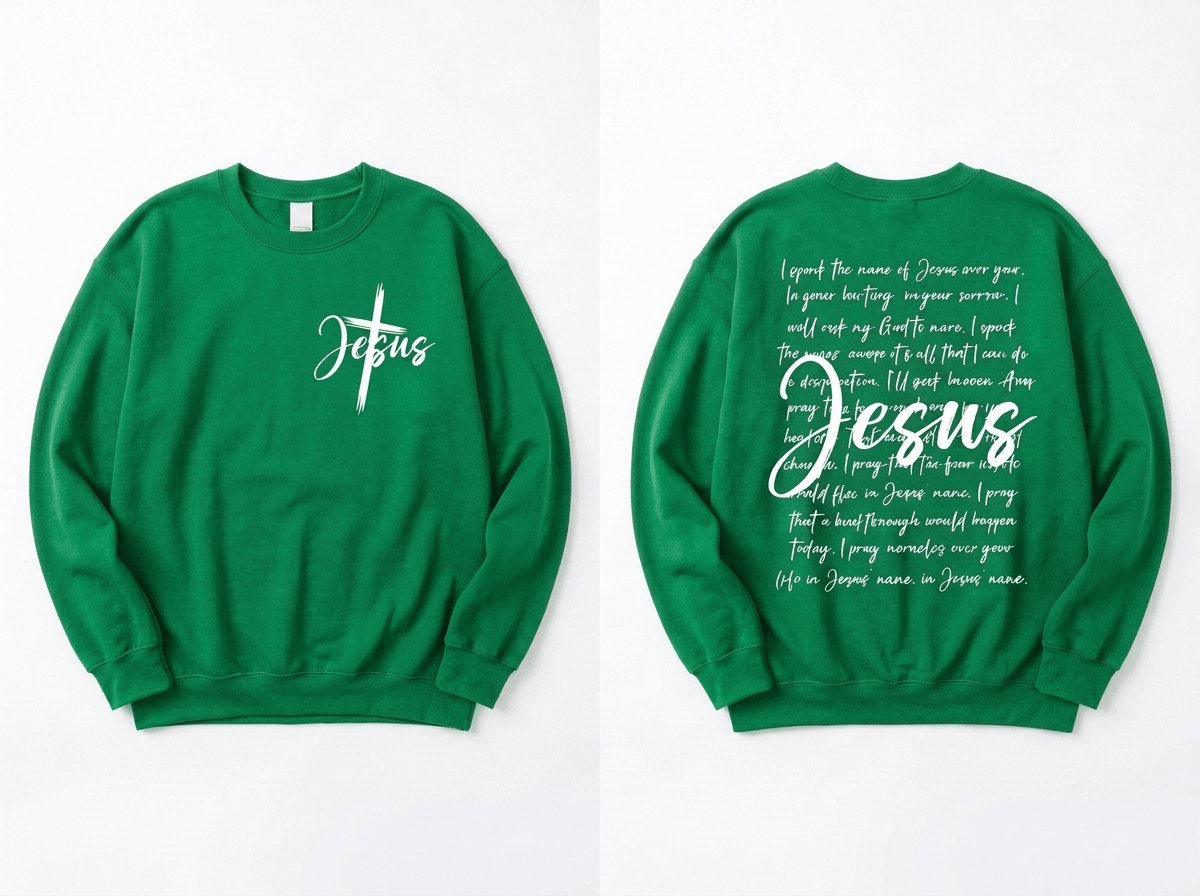 I Speak the Name of Jesus Sweatshirt Dark Green Women's Sweatshirt Soulful Faith Christian Apparel & Jewelry