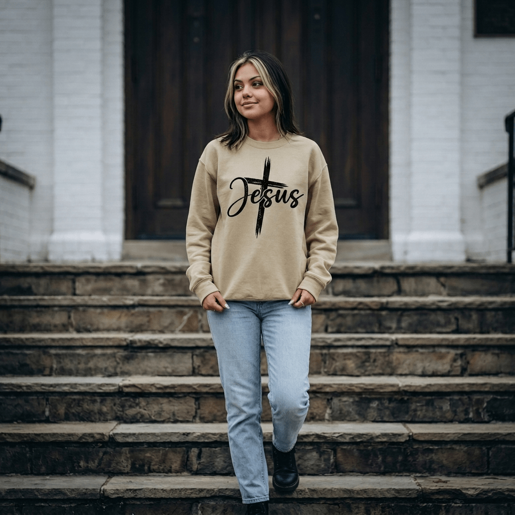 I Speak the Name of Jesus Sweatshirt Dark Green Women's Sweatshirt Soulful Faith Christian Apparel & Jewelry