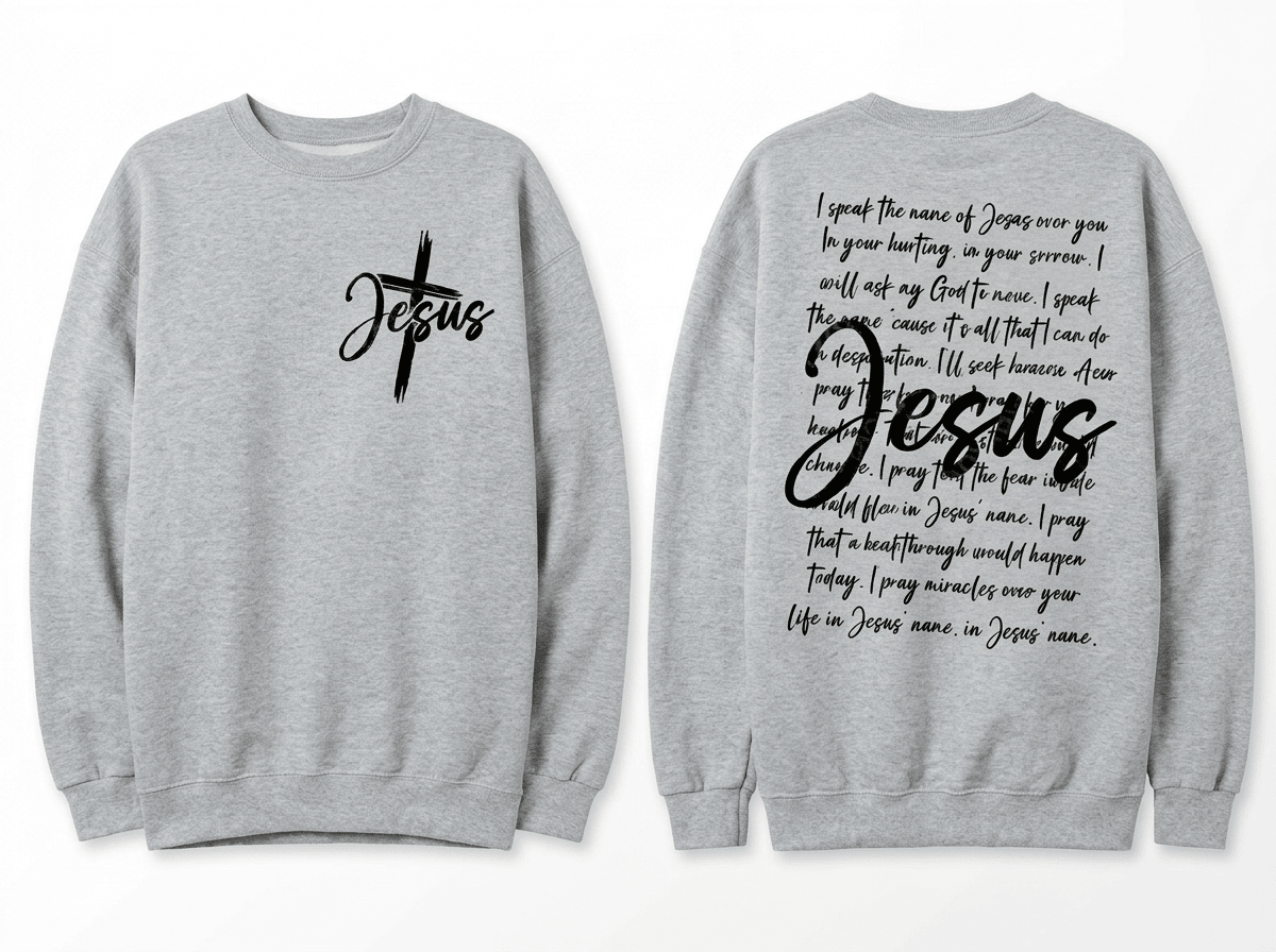 I Speak the Name of Jesus Sweatshirt Gray Women's Sweatshirt Soulful Faith Christian Apparel & Jewelry